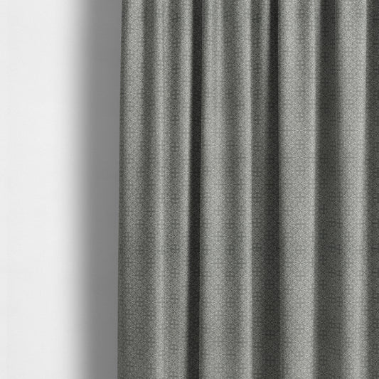 Victoria Medallion Design Fabric In Grey Woven Soft Chenille Furnishing Fabric JO-75 - Made To Measure Curtains