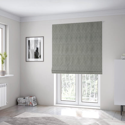 Victoria Medallion Design Fabric In Grey Woven Soft Chenille Furnishing Fabric JO-75 - Roman Blinds