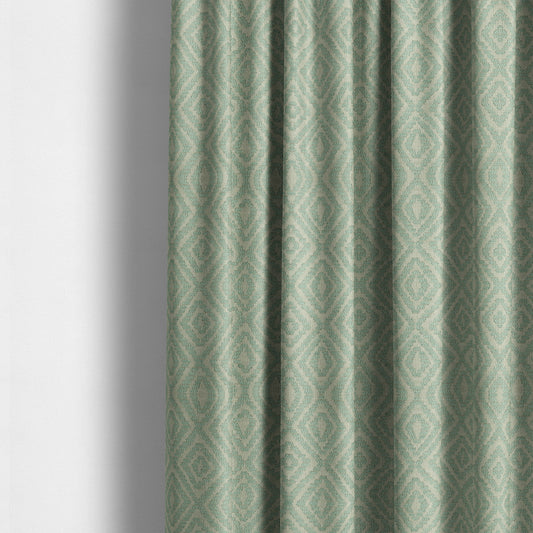 Geometric Diamond Modern Pattern In Light Blue Colour Chenille Upholstery Fabric JO-750 - Made To Measure Curtains