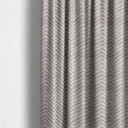 Cream Pink Colour Arrow Striped Pattern Chenille Upholstery Fabric JO-751 - Made To Measure Curtains