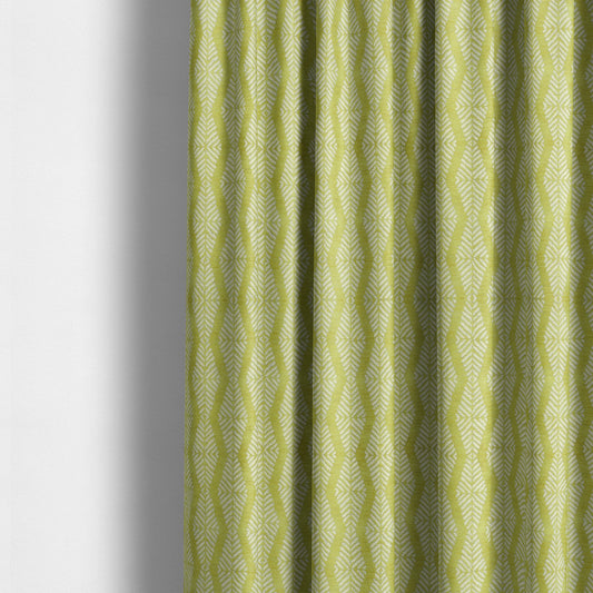 Cream Green Colour Modern Vertical Wave Pattern Chenille Upholstery Fabric JO-754 - Made To Measure Curtains