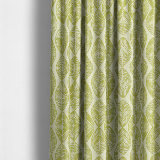 Cream Green Colour Uniformed Leaf Pattern Chenille Upholstery Fabric JO-755 - Made To Measure Curtains