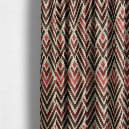 Modern Geometric Pattern In Pink Burgundy Colour Velvet Upholstery Fabric JO-756 - Made To Measure Curtains