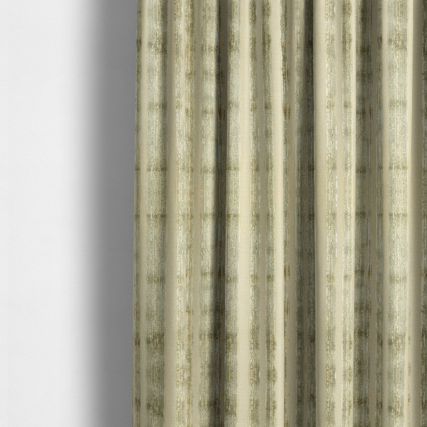 Faded Stripe Pattern In Green Colour Velvet Upholstery Fabric JO-758 - Made To Measure Curtains