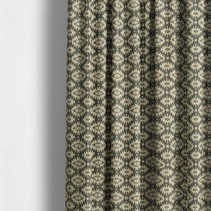 Aztec Kilim Pattern In Grey Colour Chenille Jacquard Furniture Fabric JO-763 - Made To Measure Curtains