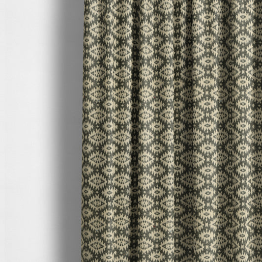 Aztec Kilim Pattern In Grey Colour Chenille Jacquard Furniture Fabric JO-763 - Made To Measure Curtains