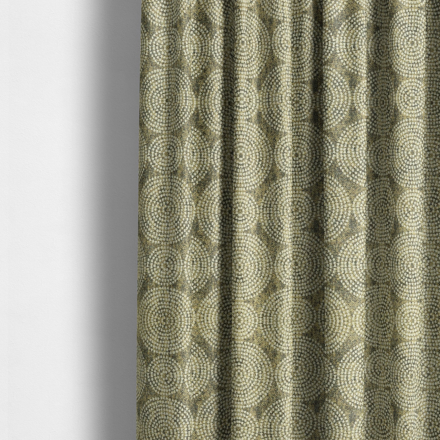 Gold Cream Colour Circular Pattern Chenille Upholstery Fabric JO-775 - Made To Measure Curtains