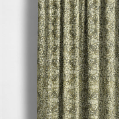 Gold Cream Colour Circular Pattern Chenille Upholstery Fabric JO-775 - Made To Measure Curtains