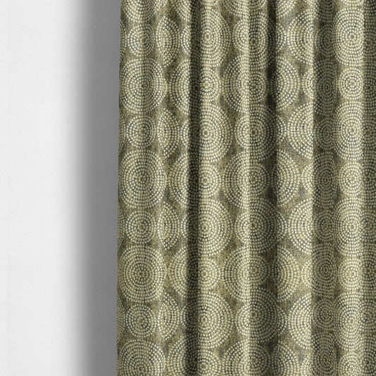 Gold Cream Colour Circular Pattern Chenille Upholstery Fabric JO-775 - Made To Measure Curtains