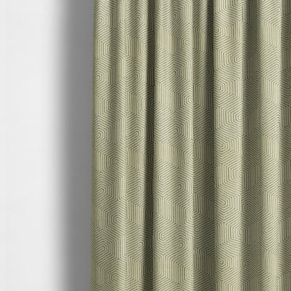 Geometric Maze Pattern In Cream Colour Chenille Jacquard Furniture Fabric JO-777 - Made To Measure Curtains