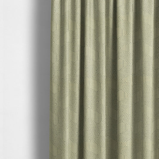 Geometric Maze Pattern In Cream Colour Chenille Jacquard Furniture Fabric JO-777 - Made To Measure Curtains