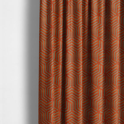 Orange Golden Shiny Geometric Pattern Soft Chenille Upholstery Fabric JO-779 - Made To Measure Curtains