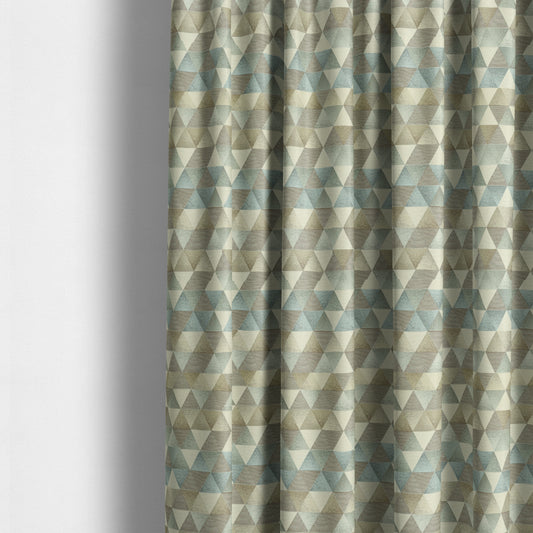 Le Triangle Collection Soft Feel Geometric Diamond Pattern Blue Grey Tone Colours Chenille Upholstery Fabric JO-78 - Made To Measure Curtains