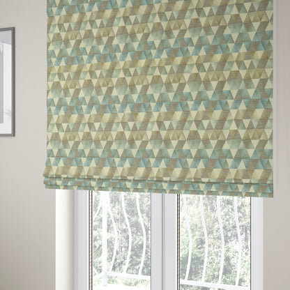 Le Triangle Collection Soft Feel Geometric Diamond Pattern Blue Grey Tone Colours Chenille Upholstery Fabric JO-78 - Roman Blinds