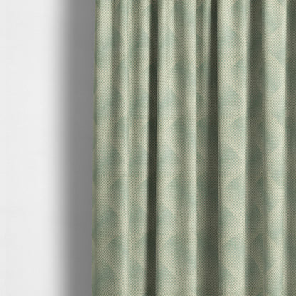 Blue Cream Colour Modern Faded Square Dotted Wave Pattern Chenille Upholstery Fabric JO-781 - Made To Measure Curtains