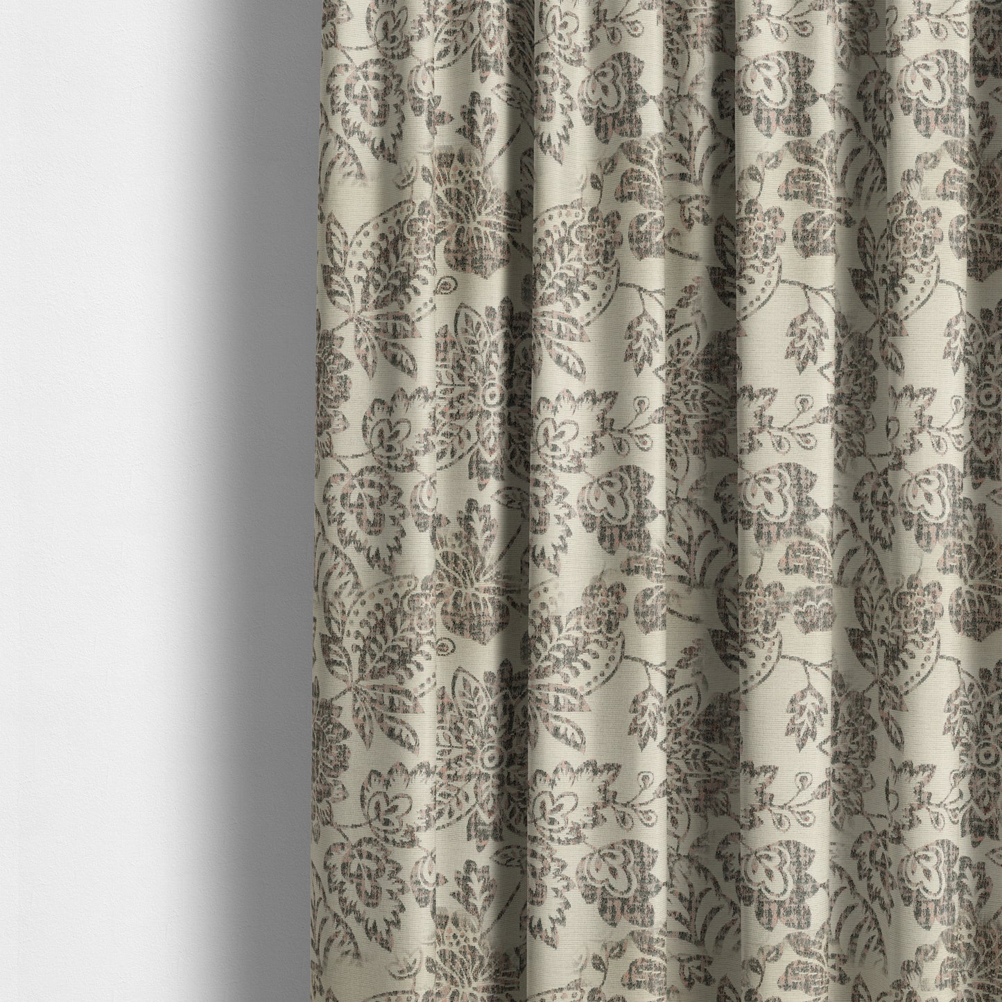 Floral Pattern In Pink Grey Colour Chenille Jacquard Furniture Fabric JO-782 - Made To Measure Curtains