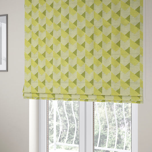 Block Arrow Geometric Green White Colour Chenille Upholstery Fabric JO-786 - Roman Blinds