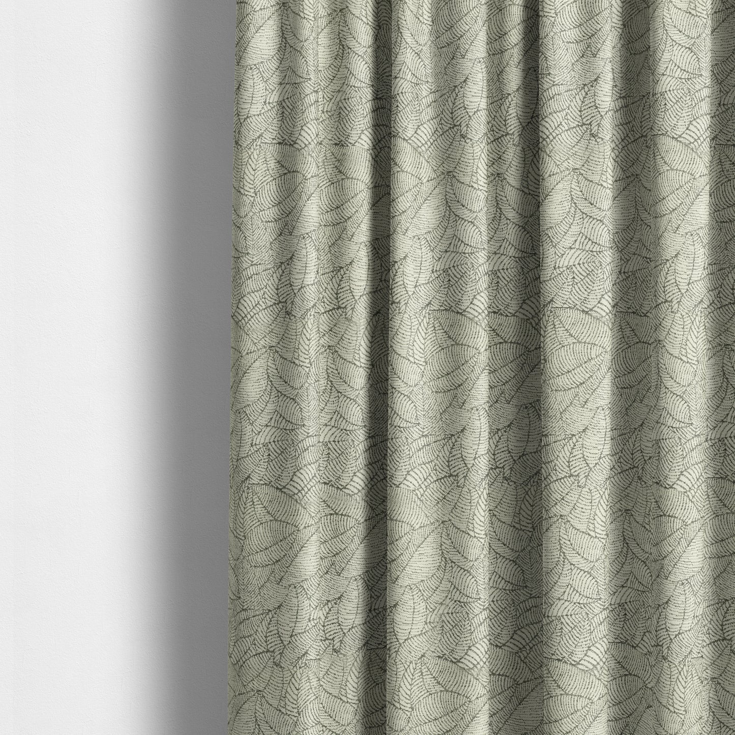 Floral Leaf Pattern In Cream Grey Soft Chenille Upholstery Fabric JO-788 - Made To Measure Curtains