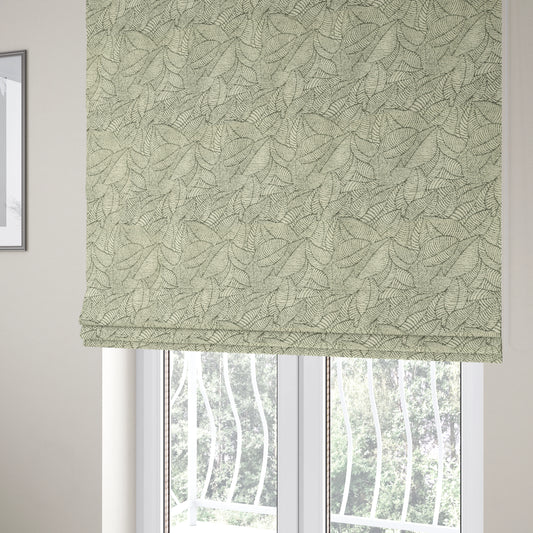 Floral Leaf Pattern In Cream Grey Soft Chenille Upholstery Fabric JO-788 - Roman Blinds