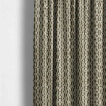 Brown Cream Colour Striped Theme Pattern Chenille Upholstery Fabric JO-792 - Made To Measure Curtains