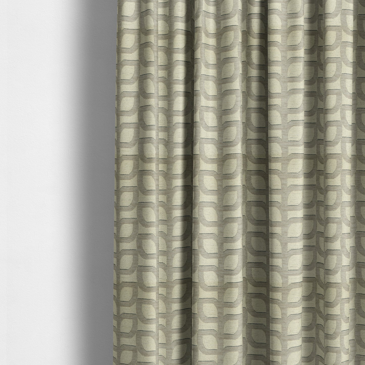 Grey Cream Colour Leaf Stem Floral Theme Pattern Chenille Upholstery Fabric JO-794 - Made To Measure Curtains