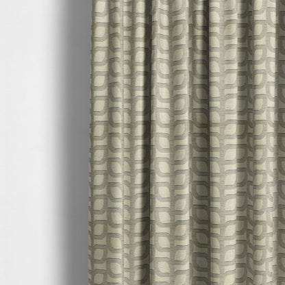 Grey Cream Colour Leaf Stem Floral Theme Pattern Chenille Upholstery Fabric JO-794 - Made To Measure Curtains