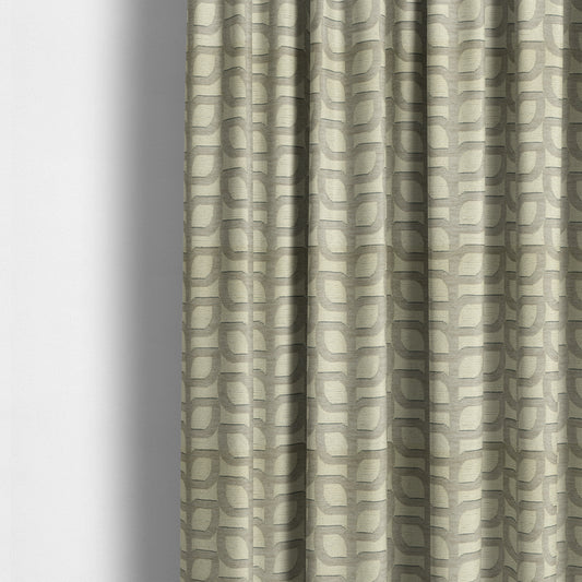 Grey Cream Colour Leaf Stem Floral Theme Pattern Chenille Upholstery Fabric JO-794 - Made To Measure Curtains