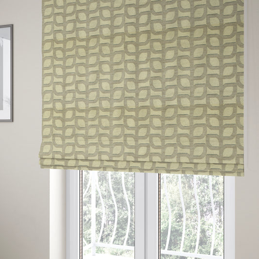 Grey Cream Colour Leaf Stem Floral Theme Pattern Chenille Upholstery Fabric JO-794 - Roman Blinds