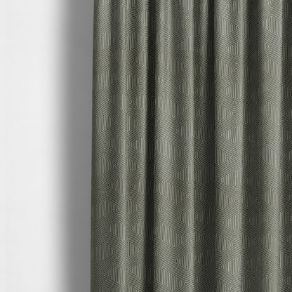 Geometric Maze Pattern In Grey Colour Chenille Jacquard Furniture Fabric JO-797 - Made To Measure Curtains