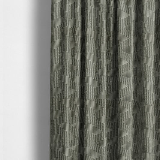 Geometric Maze Pattern In Grey Colour Chenille Jacquard Furniture Fabric JO-797 - Made To Measure Curtains