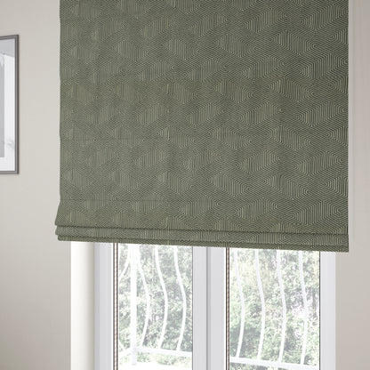 Geometric Maze Pattern In Grey Colour Chenille Jacquard Furniture Fabric JO-797 - Roman Blinds