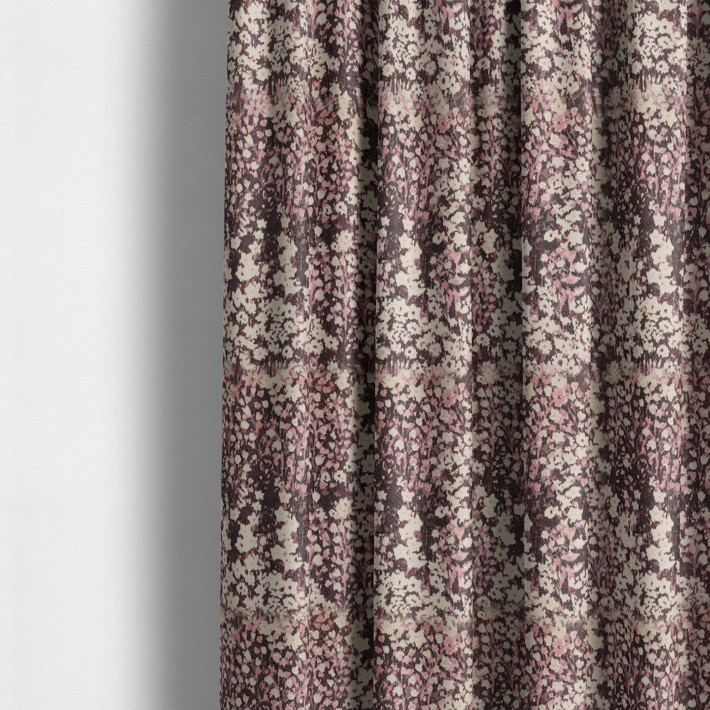 Garden Of Flowers In Abstract Pattern Purple Pink Pink Colour Chenille Fabric JO-798 - Made To Measure Curtains