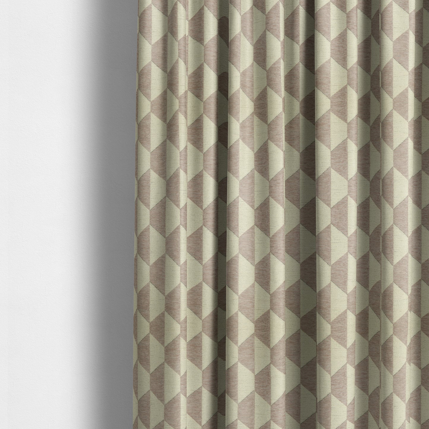 Lilac Pink Cream Colour Modern Shaped Geometric Pattern Chenille Upholstery Fabric JO-800 - Made To Measure Curtains