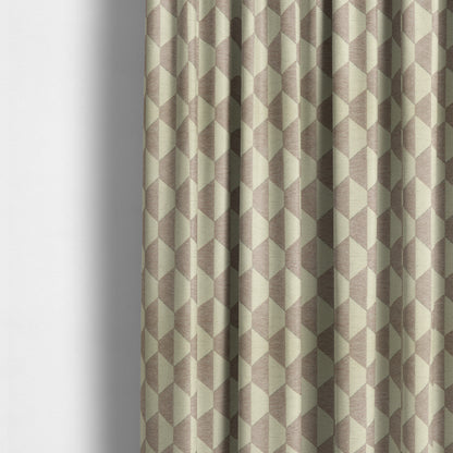 Lilac Pink Cream Colour Modern Shaped Geometric Pattern Chenille Upholstery Fabric JO-800 - Made To Measure Curtains