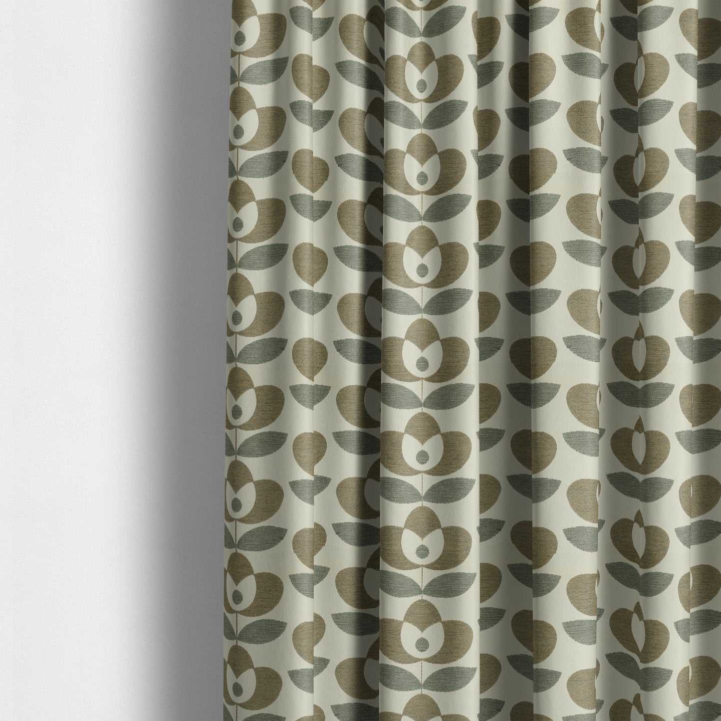 Floral Pattern Brown Grey Colour Chenille Upholstery Fabric JO-802 - Made To Measure Curtains