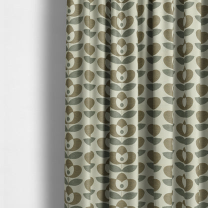 Floral Pattern Brown Grey Colour Chenille Upholstery Fabric JO-802 - Made To Measure Curtains