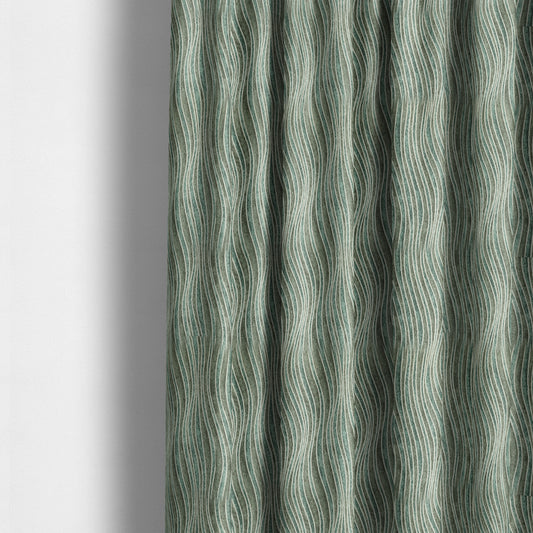 New Stripe Wave Pattern Blue Grey Colour Chenille Upholstery Fabric JO-805 - Made To Measure Curtains