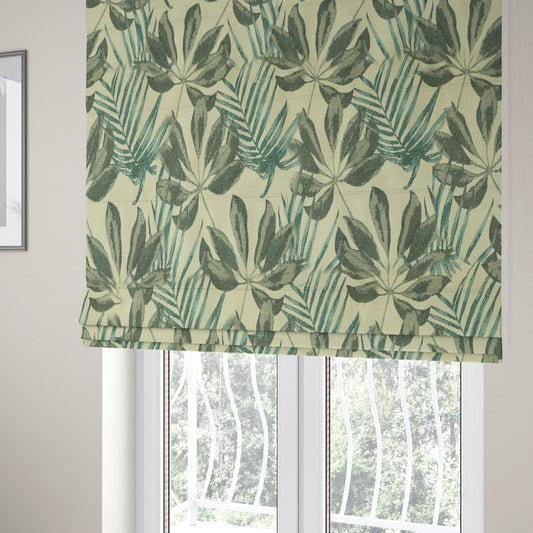 Trees Floral Theme Pattern In Blue Colour Chenille Jacquard Furniture Fabric JO-807 - Roman Blinds