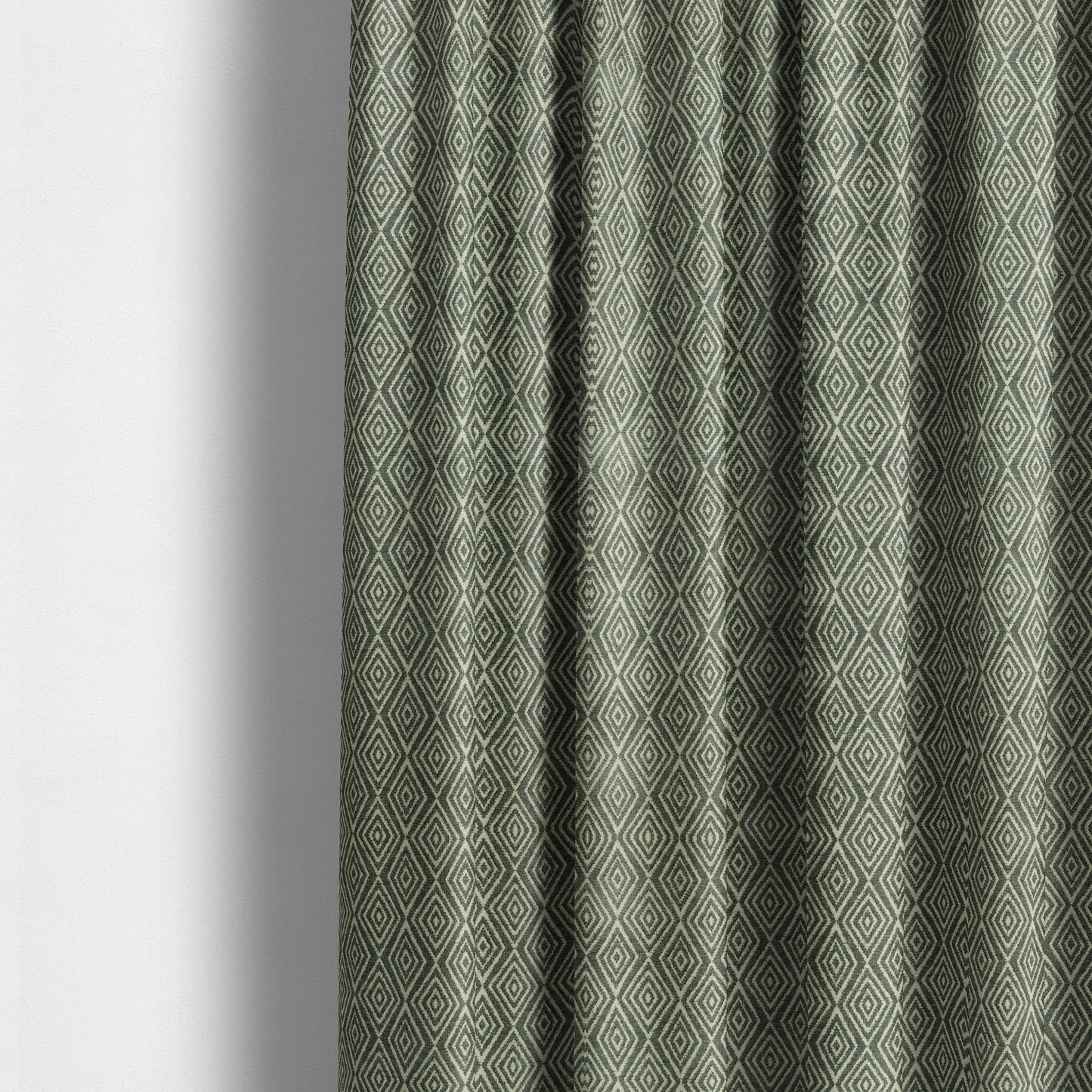 Diamond Geometric Pattern In Grey Colour Chenille Upholstery Fabric JO-808 - Made To Measure Curtains