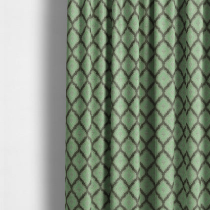 Geometric Uniformed Pattern In Green Grey Colour Velvet Upholstery Fabric JO-810 - Made To Measure Curtains