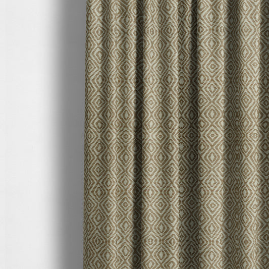 Geometric Diamond Modern Pattern In Brown Colour Chenille Upholstery Fabric JO-814 - Made To Measure Curtains