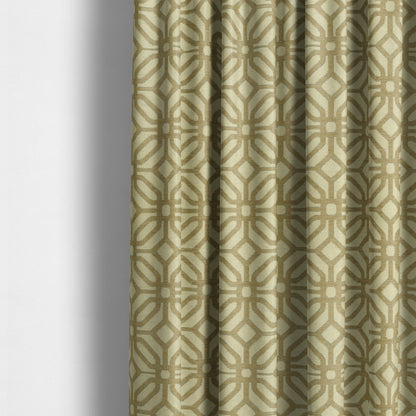 Brown Cream Colour Geometric Pattern Chenille Upholstery Fabric JO-815 - Made To Measure Curtains