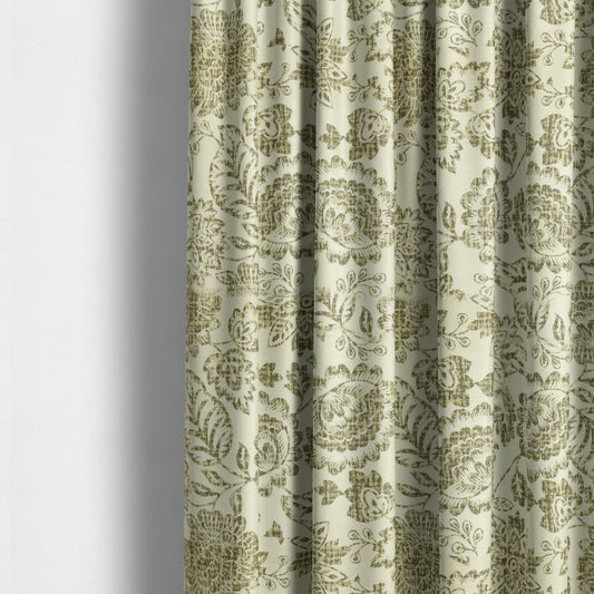 Floral Detailed Pattern In Green Colour Chenille Jacquard Furniture Fabric JO-817 - Made To Measure Curtains