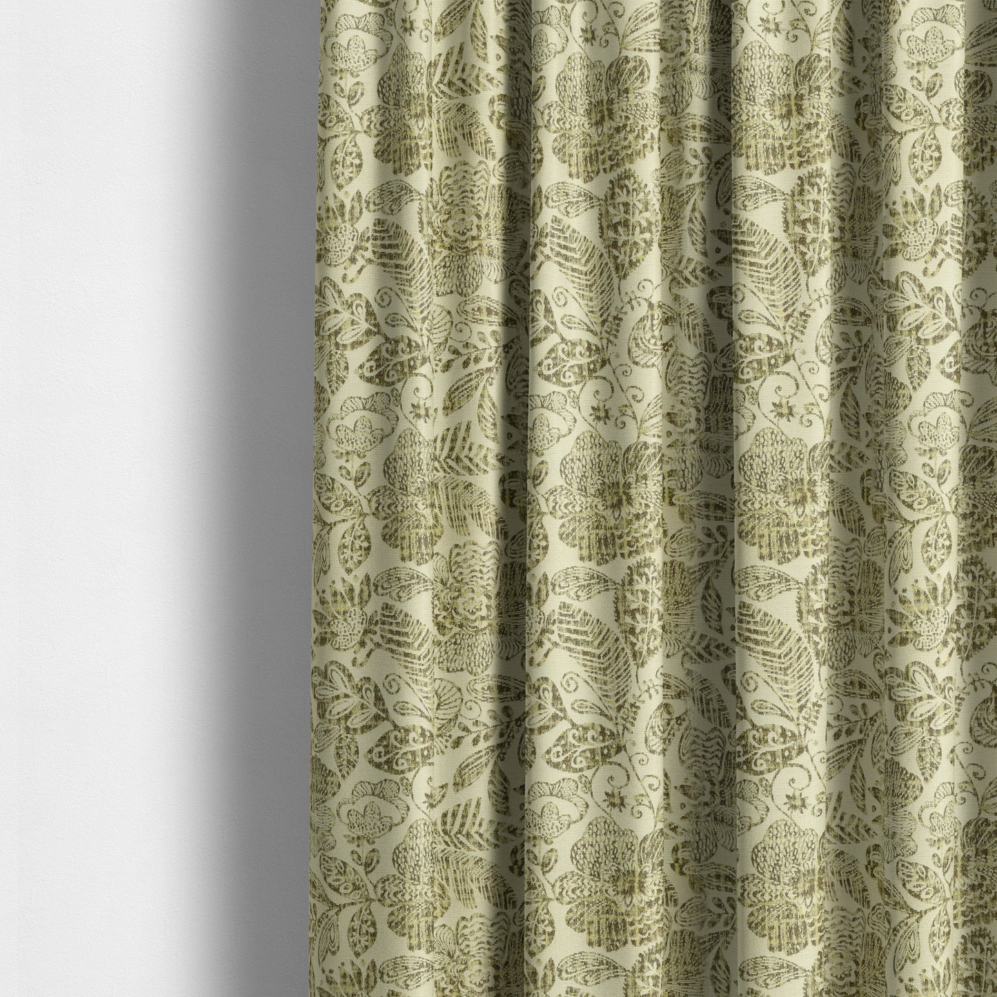 Floral Detailed Pattern In Green Colour Chenille Jacquard Furniture Fabric JO-820 - Made To Measure Curtains