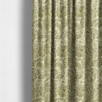 Floral Detailed Pattern In Green Colour Chenille Jacquard Furniture Fabric JO-820 - Made To Measure Curtains