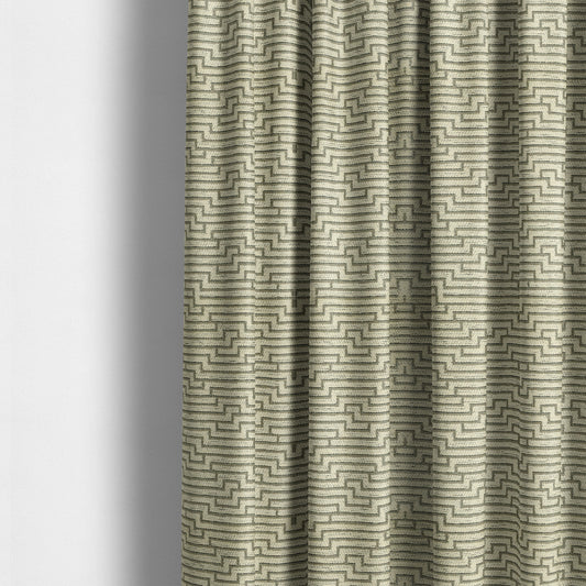 Cream Silver Shiny Striped 3D Geometric Pattern Soft Chenille Upholstery Fabric JO-821 - Made To Measure Curtains