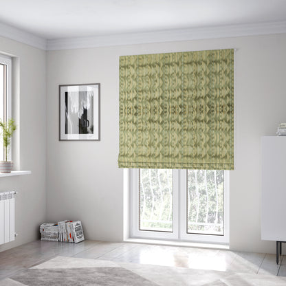 Le Triangle Pattern In Green Brown Colour Velvet Upholstery Fabric JO-823 - Roman Blinds