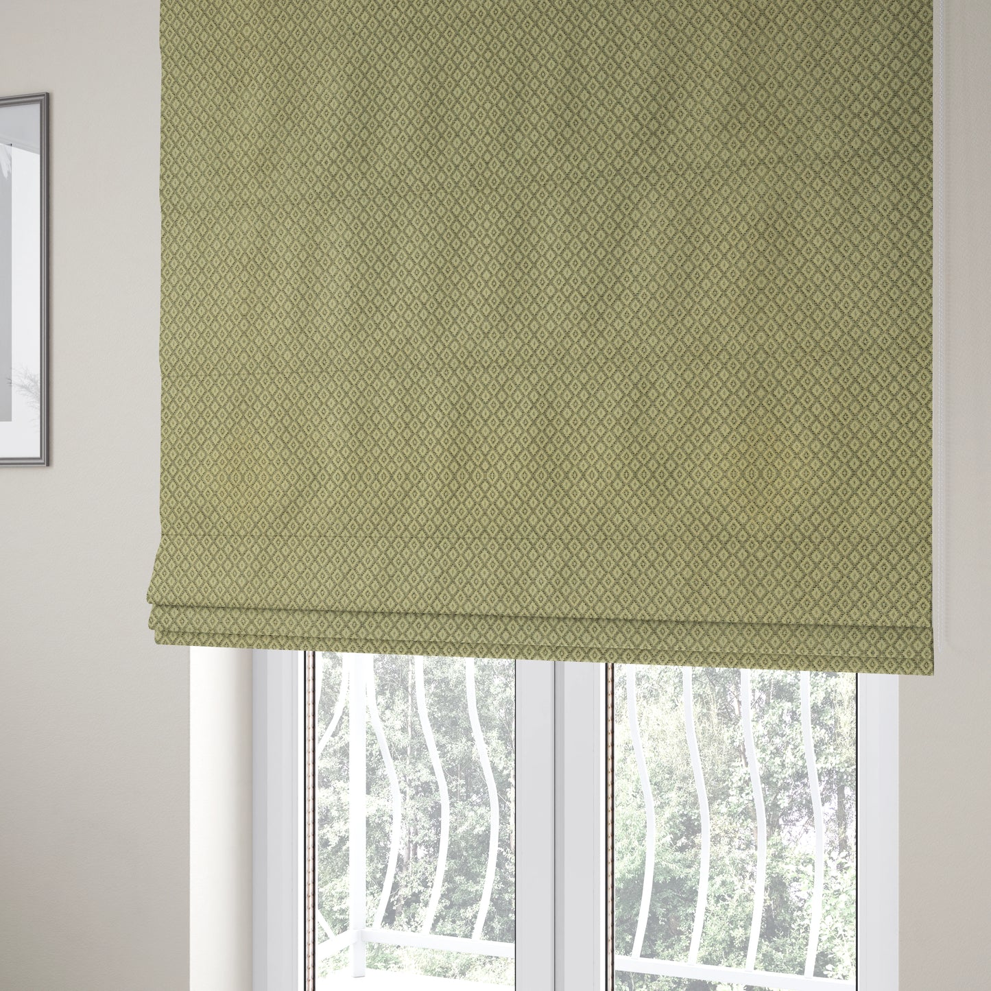 Small Geometric Pattern In Grey Colour Chenille Upholstery Fabric JO-825 - Roman Blinds