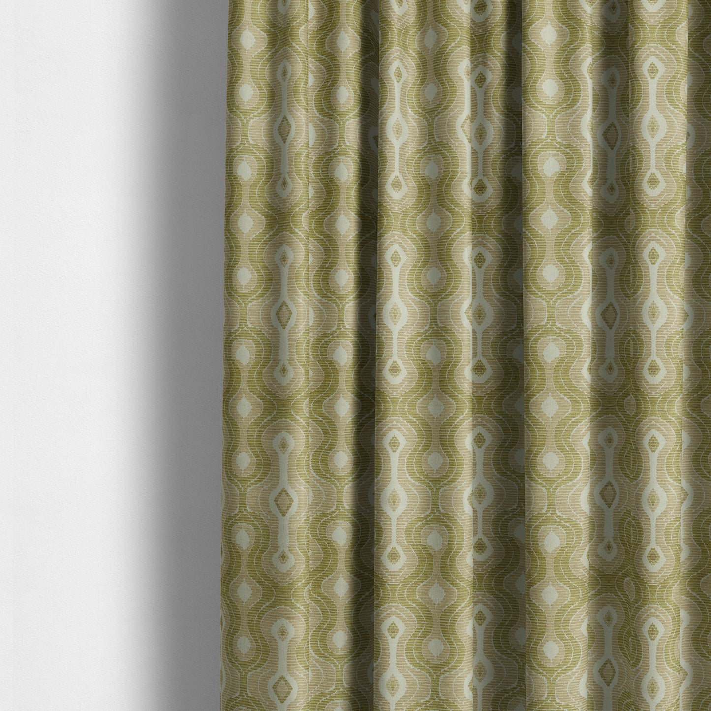 Geometric Pattern Green Colour Chenille Upholstery Fabric JO-827 - Made To Measure Curtains