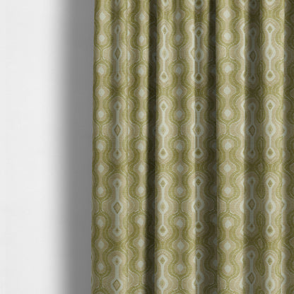 Geometric Pattern Green Colour Chenille Upholstery Fabric JO-827 - Made To Measure Curtains